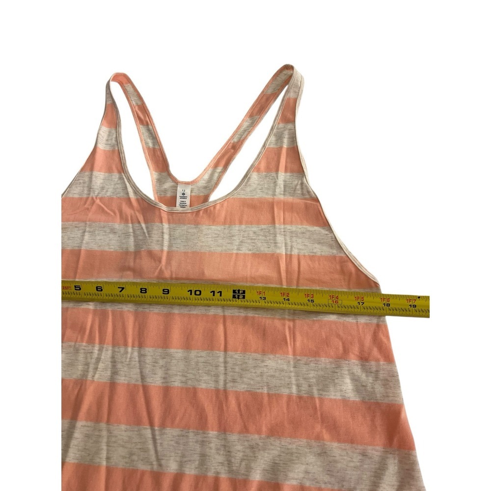 NEW Lululemon Size 12 Om Racer Back Top Tank Orange Khaki Striped Active Workout - Picture 4 of 9